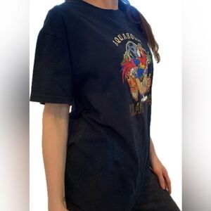 Aquahplic super fly and awesome beach black tee size large unisex 80s vintage T!